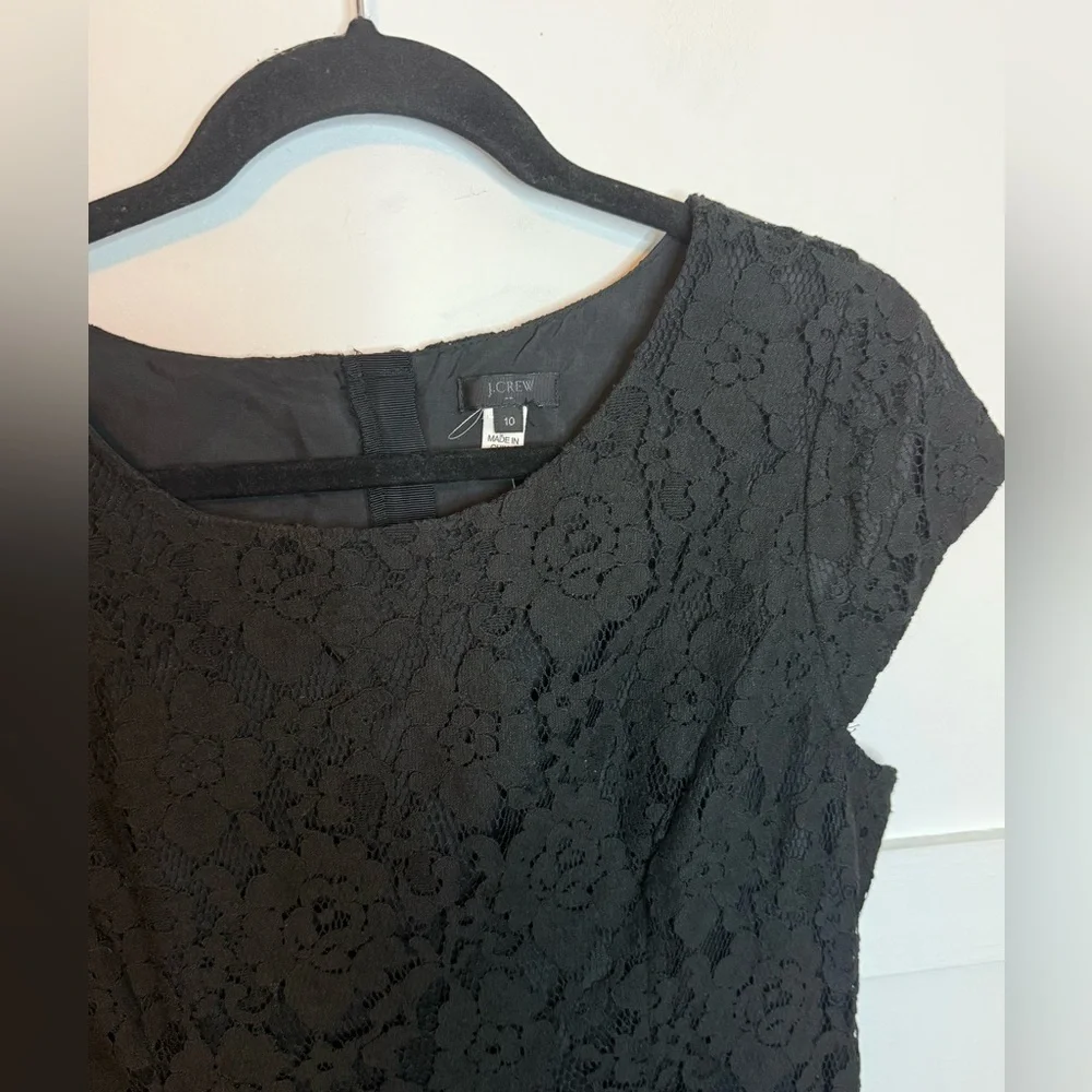 J.Crew Black Floral Lace Cap Sleeve Sheath Dress